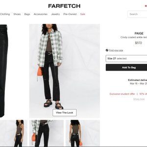 Paige Cindy coated ankle-length jeans (Black - Size 27)